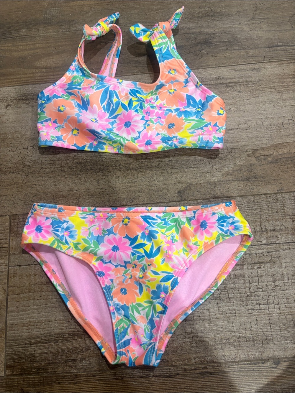 Cat & Jack Girls' Floral Bikini Set - Pink, Coral, Blue, Yellow